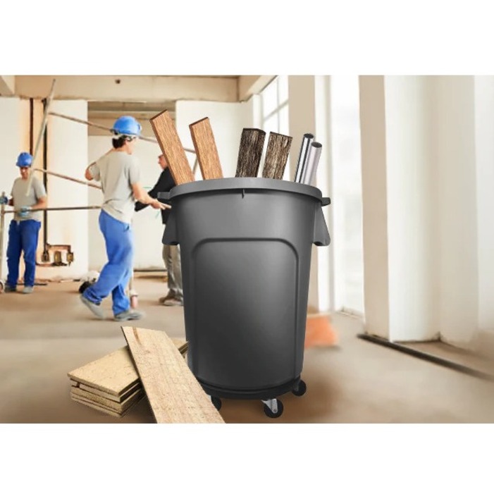 Globe Grey Waste Containers - 20 Gallon - 75.71 L Capacity - Sturdy, Durable, Rugged, Ergonomic Handle - 23.5" Height x 20" Width x 20" Depth - Plastic - Gray - 1 / Pack - Waste Containers & Accessories - GCP9620