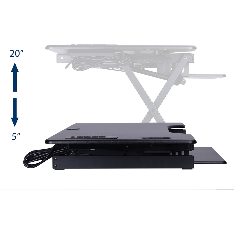 Rocelco Sit/Stand Desk Riser - 45 lb Load Capacity - 20" Height x 45.8" Width x 23.8" Depth - Black