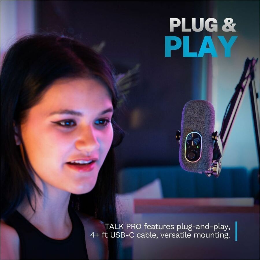 Black EPIC TALK USB desktop microphone for voice calls and content recording — alternate view 2