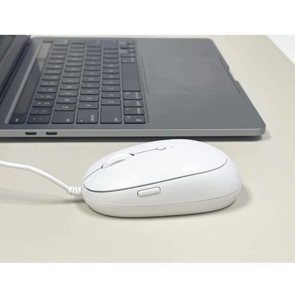 Macally MFAEC - Wired USB C Mouse for Mac with Back Button - Cable - White - USB Type C - 2400 dpi