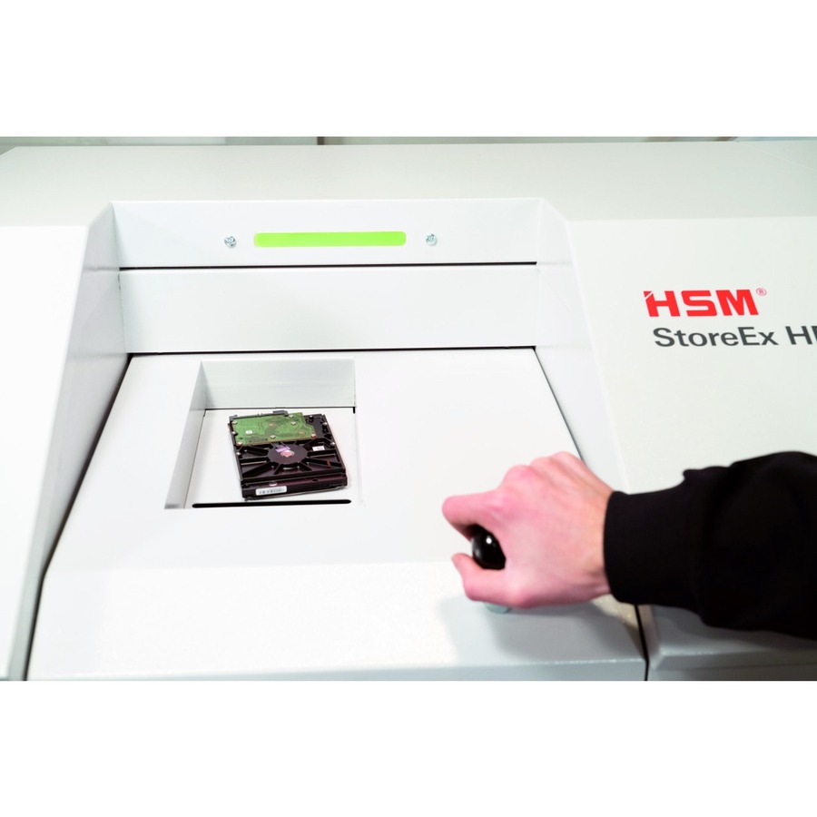 HSM StoreEx HDS 230 Media Shredder - Continuous Shredder - for shredding 3.5" Floppy Disk, Hard Drive, Credit Card, CD, DVD, USB Stick - White