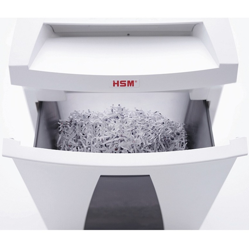 HSM SECURIO B24 - 1/16" x 5/8" - Continuous Shredder - Particle Cut - 11 Per Pass - for shredding Paper, Paper Clip, Staples, Credit Card, CD, DVD - 0.063" x 0.625" Shred Size - P-5/T-5/E-4/F-2 - 9.45" Throat - 9.20 gal Wastebin Capacity - White