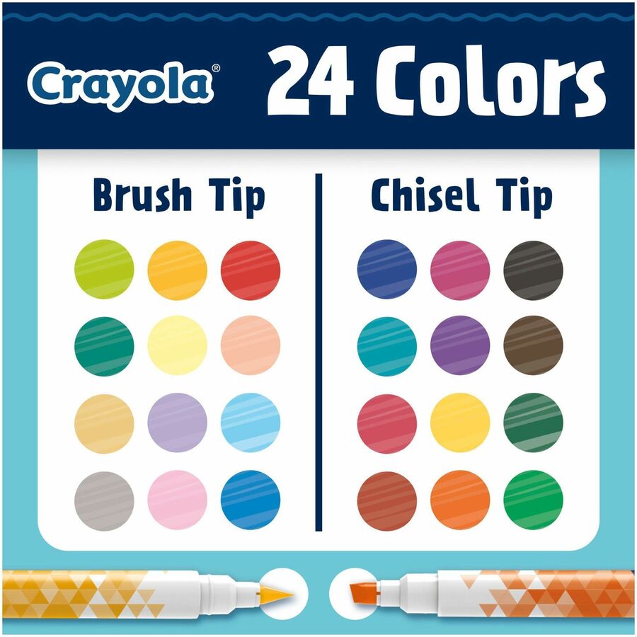 Crayola Dual-Ended Markers - Chisel, Brush Marker Point Style - Multicolor - 12 / Pack
