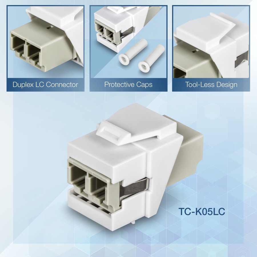 TRENDnet LC Duplex Fiber Optic Keystone Coupler Jacks- 5-Pack, TC-K05LC, Single-Mode & Multi-Mode Fiber