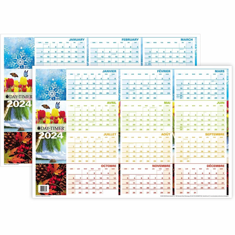 thumbnail image 2 of Day-Timer Reversible Dry Erase Planner - 24x36 Inch Undated Wall Calendar, Bilingual Format 2 of 9