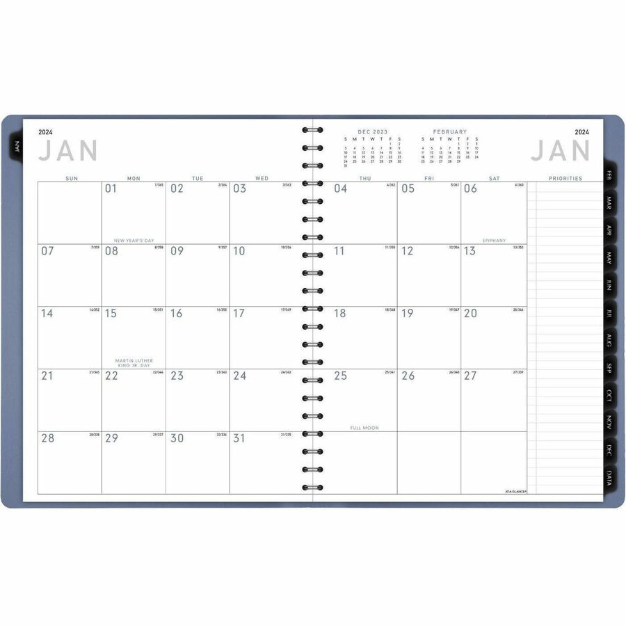 At-A-Glance Contemporary Weekly/Monthly Planner - Large Size - Weekly, Monthly - 12 Month - January 2024 - December 2024 - 8:00 AM to 5:30 PM - Half-hourly - Monday - Friday - 2 Week, 2 Month Double Page Layout - 8 1/4" x 11" Sheet Size - Twin Wire - Slat