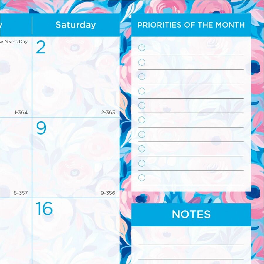 Picture of Blueline Abstract Floral Monthly Desk Pad