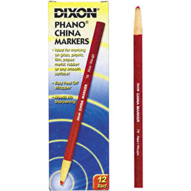 Dixon Phano Non-toxic China Markers - Red Lead - Red Barrel, 12/Box - China Markers - DIX00079