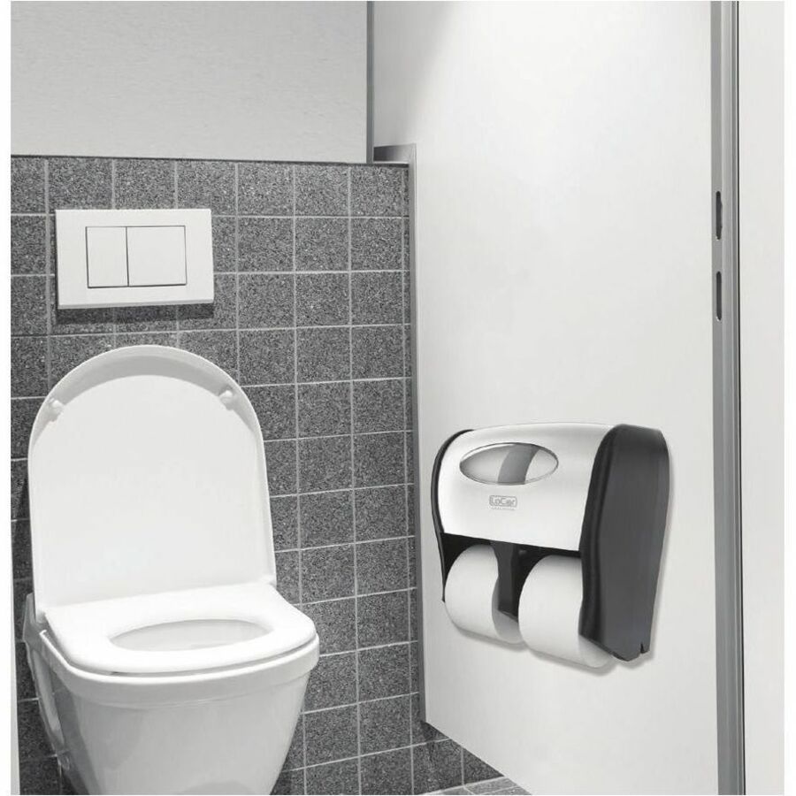 Solaris Paper 4 Bath Tissue Dispenser - 6000 x Sheet, 12000 x Sheet - 13.6" Height x 13.2" Width x 7.4" Depth - Plastic - Stainless - Hygienic - 1