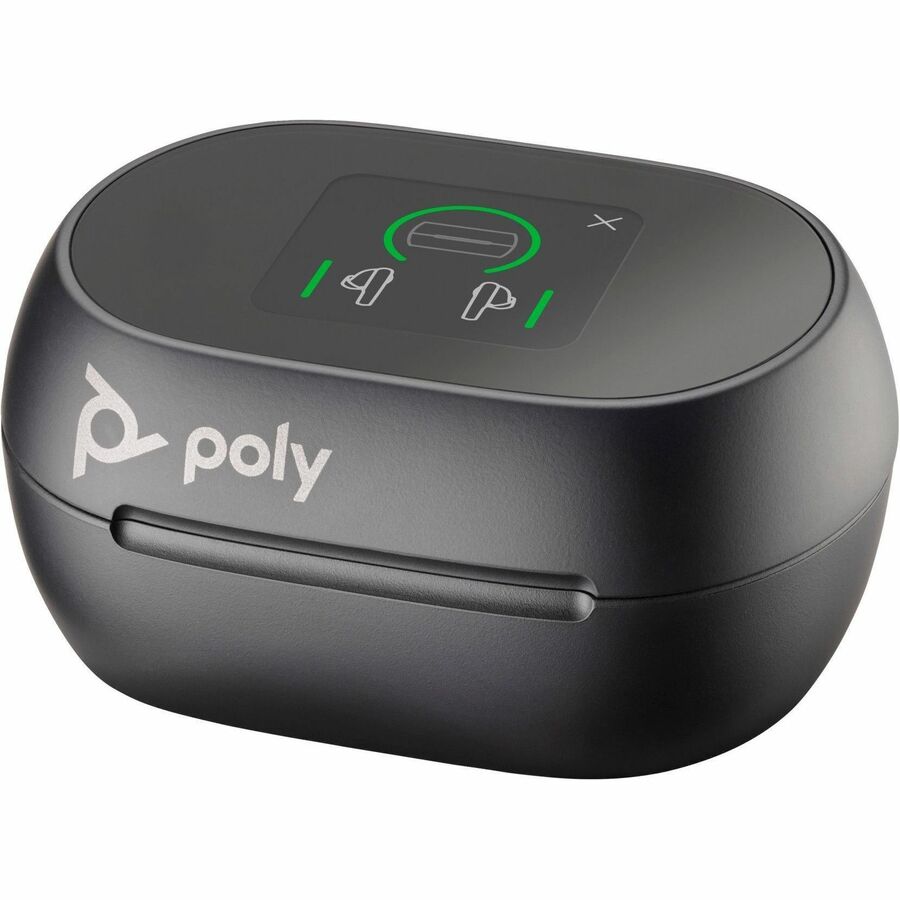 Poly Voyager Free 60+ UC carbon black true wireless earbuds with BT700 USB-C adapter and touchscreen charge case — alternate view 2