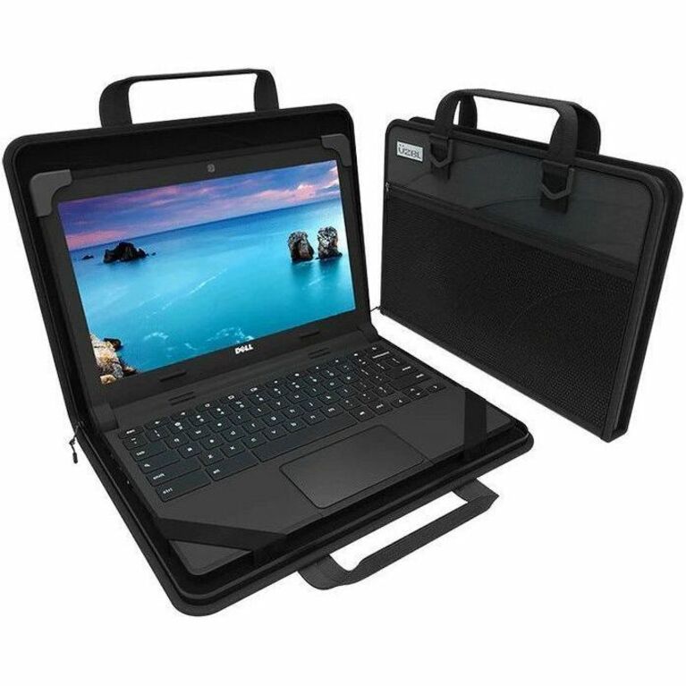 Slim black laptop sleeve for 13-14 inch Chromebooks and laptops with mesh accessory storage — alternate view 2