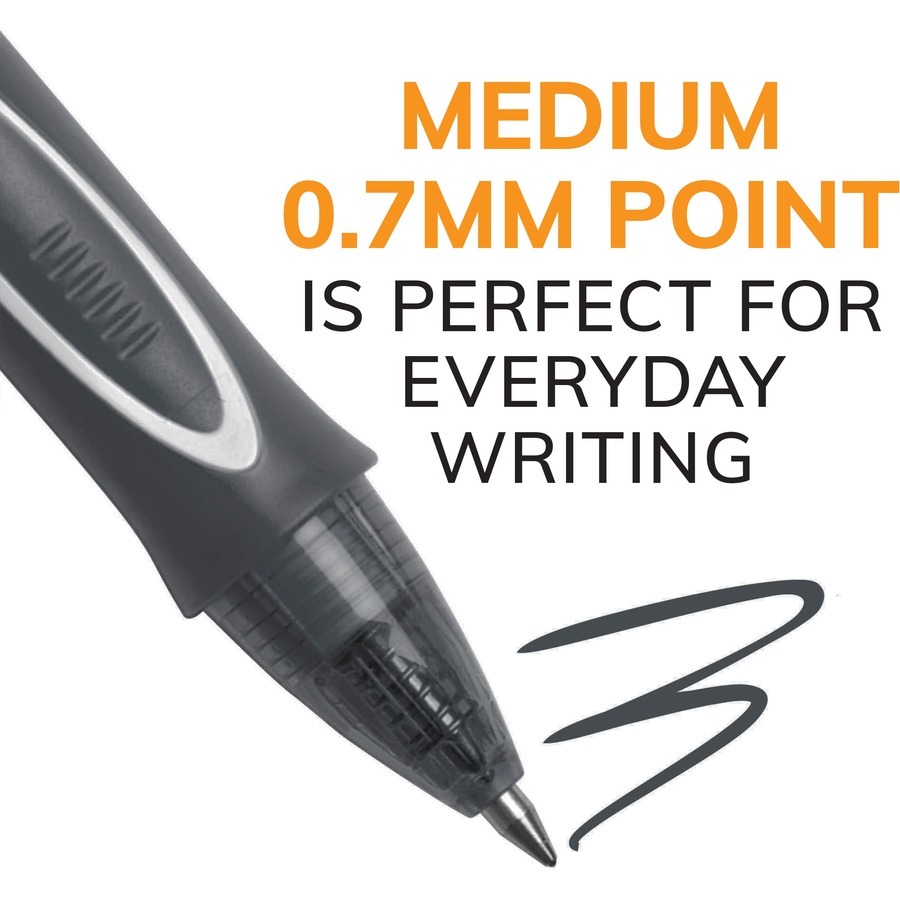 BIC Gel-ocity Gel Pen - Medium Pen Point - 0.7 mm Pen Point Size - Retractable - Black Gel-based Ink - 2 / Pack = BIC428607