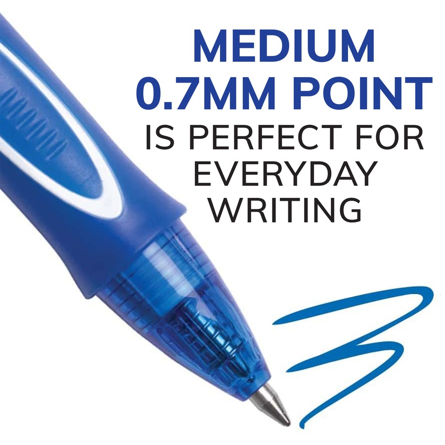 BIC Gel-ocity Gel Pen - Medium Pen Point - 0.7 mm Pen Point Size - Retractable - Blue Gel-based Ink - 2 / Pack = BIC428615