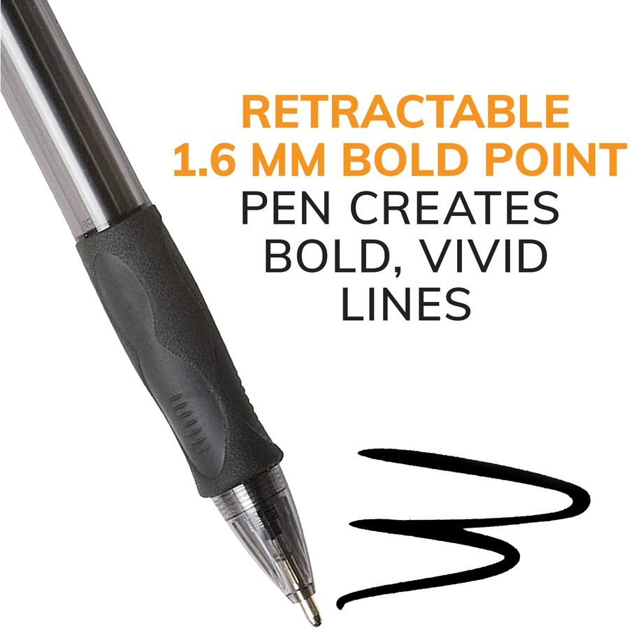 BIC Glide Bold Ball Pen - Bold Pen Point - 1.6 mm Pen Point Size - Conical Pen Point Style - Refillable - Retractable - Black - Black Barrel - 1 / Dozen = BICVLGB11BK