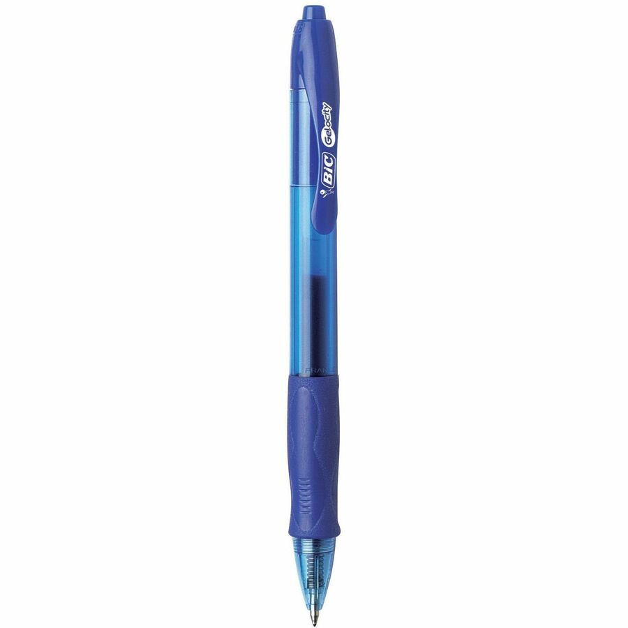 BIC Gel-ocity Original Gel Retractable Pens - 0.7 mm Pen Point Size - Refillable - Retractable - Blue - Tinted Clear, Blue Barrel - 24 / Box - Gel Ink Pens - BICRLC241BE