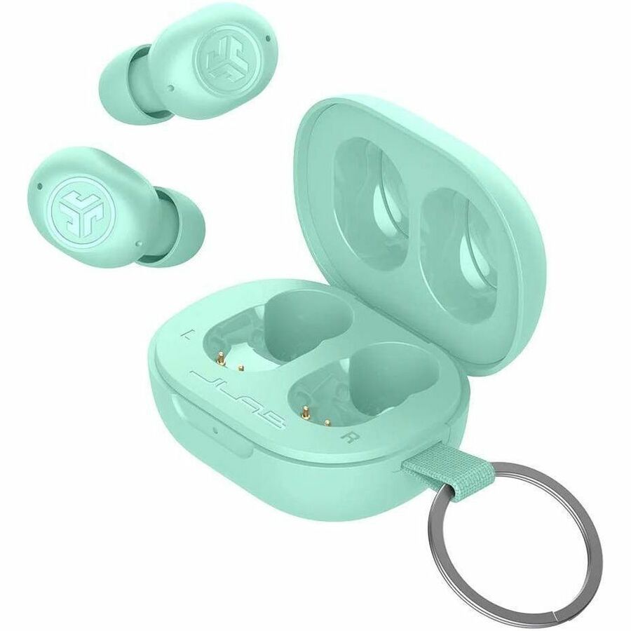 JLab JBuds Mini true wireless earbuds in mint with compact charging case — alternate view 2
