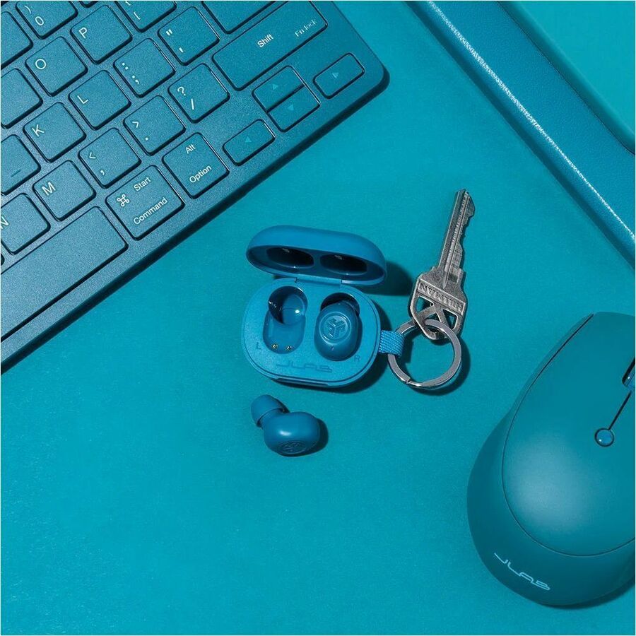 JLab JBuds Mini true wireless earbuds in Aqua, compact in-ear Bluetooth earbuds — alternate view 2