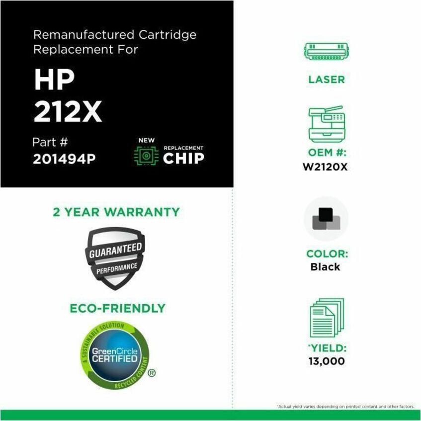 Clover Imaging remanufactured black toner cartridge for HP 212X W2120X with new chip — alternate view 2
