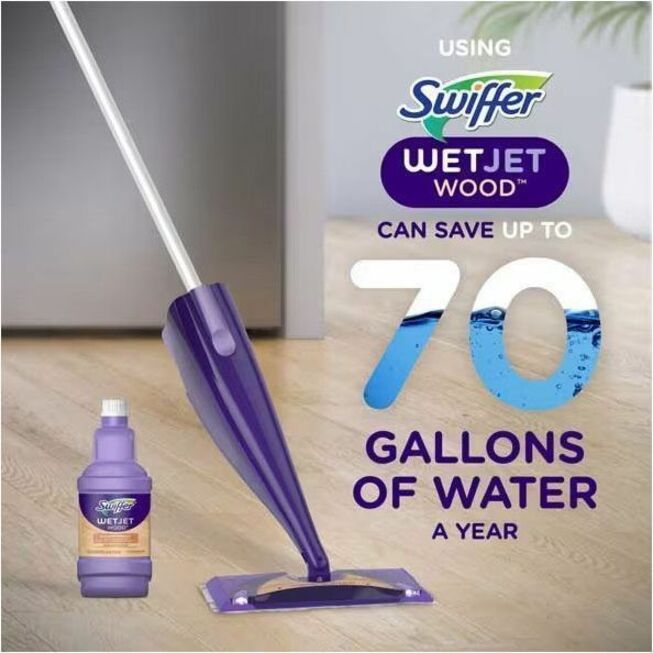 Swiffer WetJet Wood Floor Cleaner Solution Refill - For Wood Floor - 40.6 fl oz (1.3 quart) - Recommended For: Bacteria Remover, Dirt Remover, Grime Remover - Quick Drying - Purple - 1 Bottle