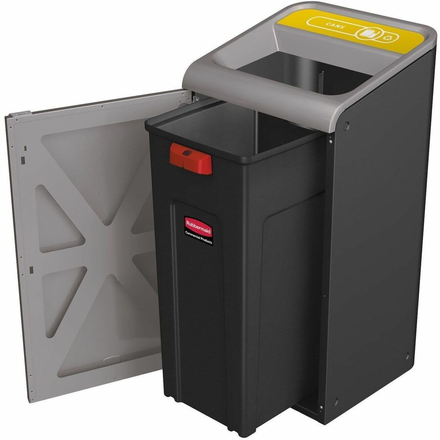 Rubbermaid Commercial Configure 1 Stream Gray Container - Open Top - 45 gal Capacity - For Commercial, Indoor, Outdoor - Contoured Edge, Ergonomic Handle, Hinged Door, Venting Channel, Damage Resistant, Recyclable - 38" Height x 19.5" Width x 29.1" Depth 