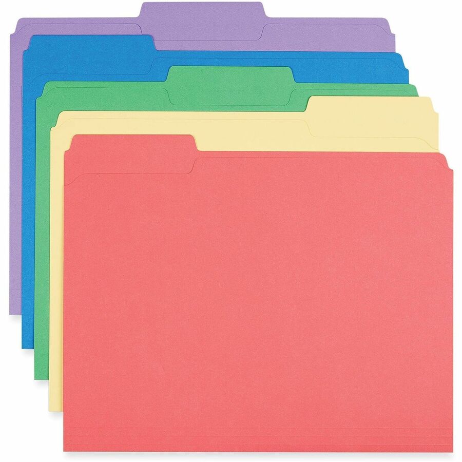 Universal 1/3 Tab Cut Letter Top Tab File Folder - 1" Expansion - Assorted Tab Position - 11 pt. - Stock - Assorted - 100 / Box