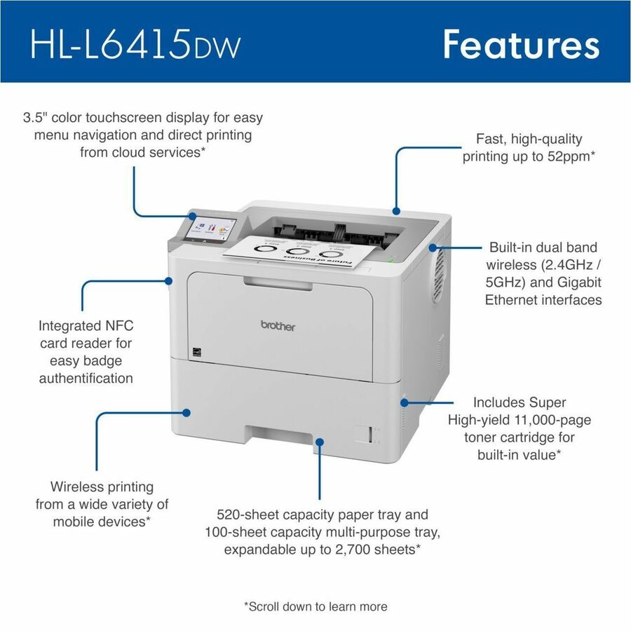 Brother HL-L6415DW - printer - B/W - laser - HLL6415DW - Laser Printers 