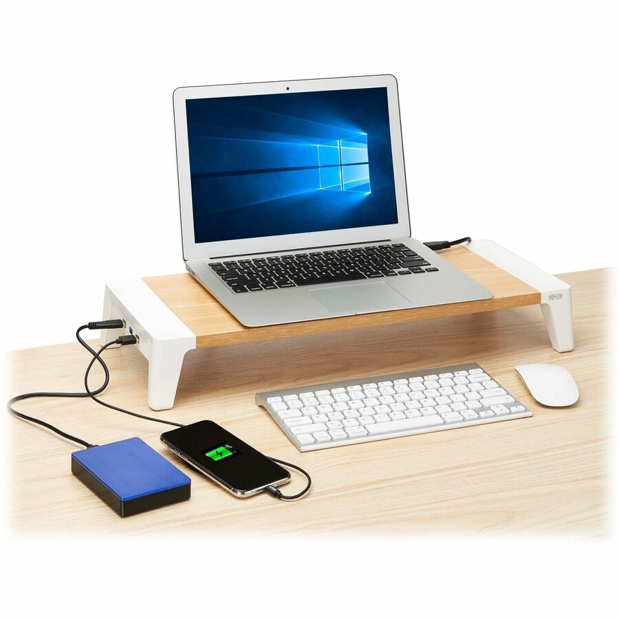 Tripp Lite by Eaton Monitor Riser for Desk - Wood Top, USB-A Charge and Data Ports