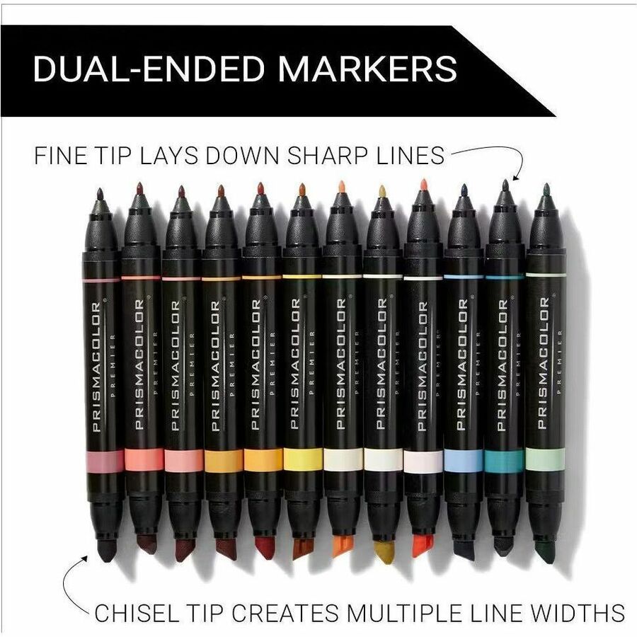 Prismacolor Premier Dual-Ended Art Marker Sets, Fine and Chisel Tip
