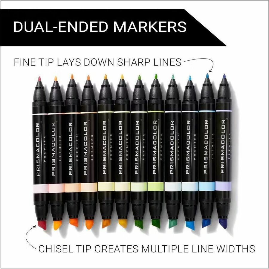 Prismacolor Premier Dual-Ended Art Marker Sets, Fine and Chisel Tip