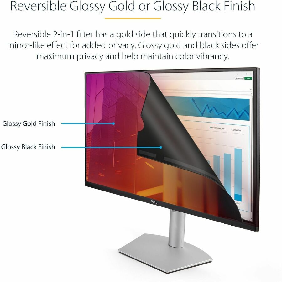 StarTech 27-inch 16:9 Gold Monitor Privacy Screen, Reversible Filter w/Enhanced Privacy, Screen Protector/Shield, +/- 30&deg; View Angle