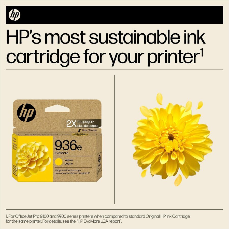 HP EvoMore 936e Original High Yield Inkjet Ink Cartridge - Yellow - 1 Each - 1650 Pages