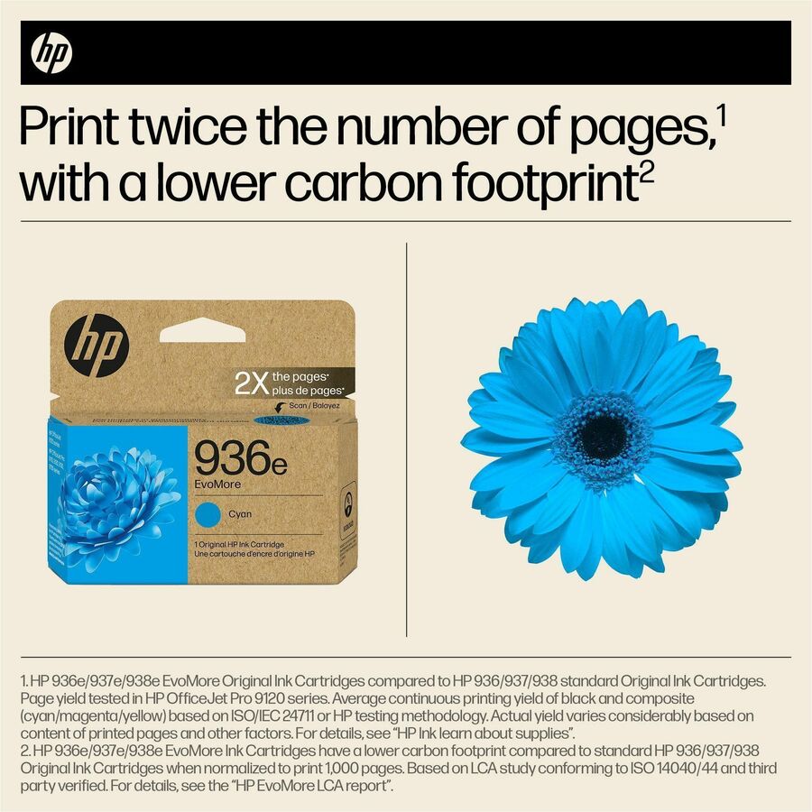 HP EvoMore 936e Original High Yield Inkjet Ink Cartridge - Cyan - 1 Each - 1650 Pages