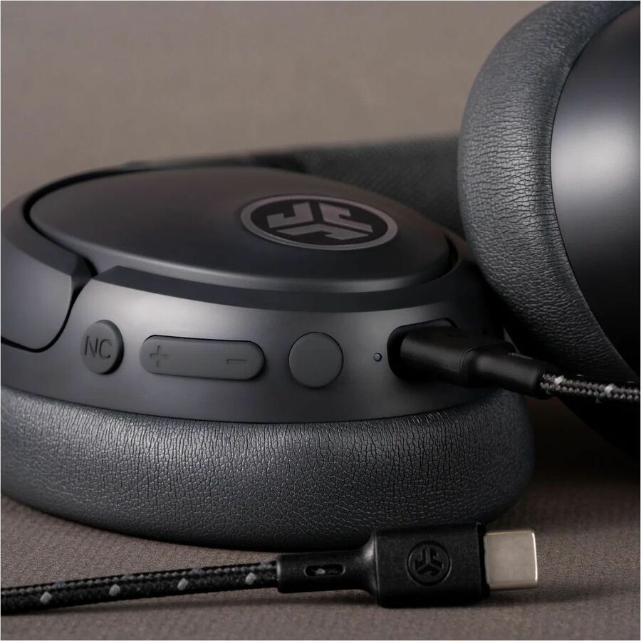 JLab Audio JBuds Lux ANC wireless over-ear headphones in gray and purple — alternate view 2