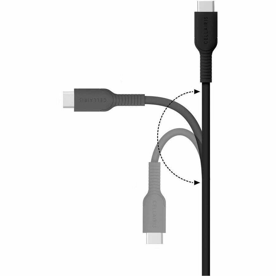 Black 3 ft USB-C to Lightning charge cable for charging Apple devices from USB-C power sources — alternate view 2