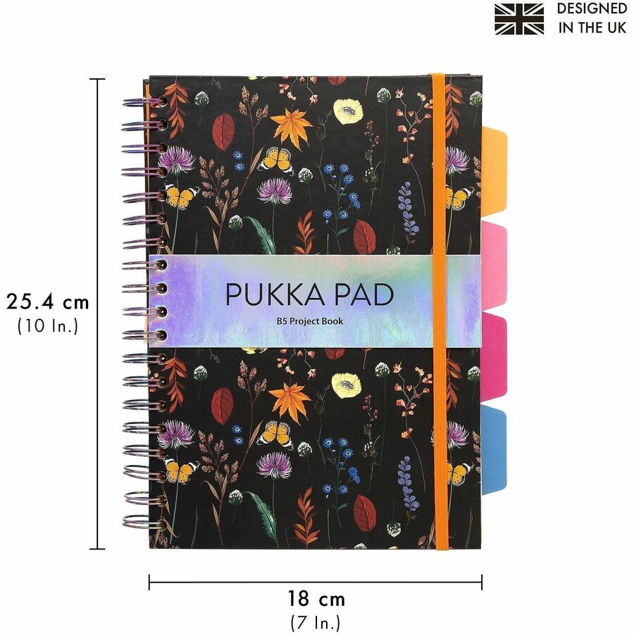 Pukka Pads - Cahier de projets Bloom B5 à couverture rigide - Paquet de 3 vari&eacute;s