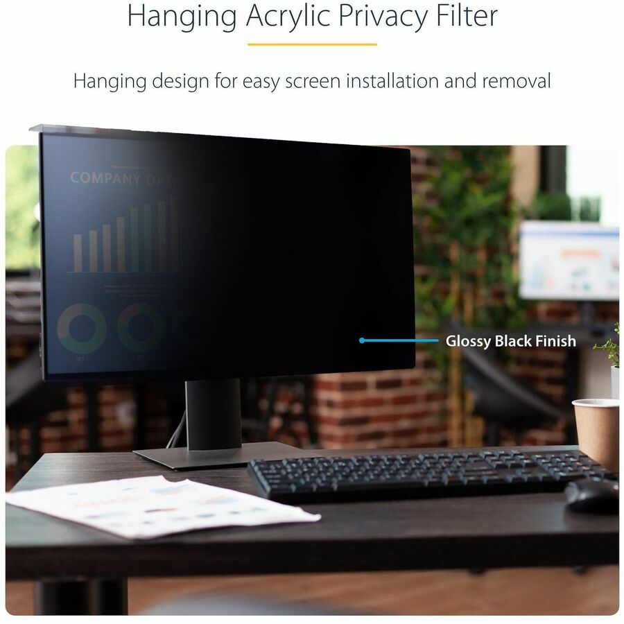StarTech 27-inch 16:9 Computer Monitor Privacy Screen, Hanging Acrylic Filter, Monitor Protector/Shield, +/- 30 Deg., Glossy, TAA