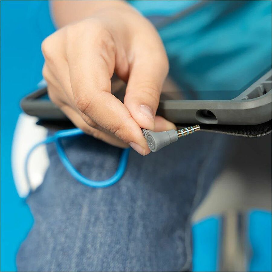 JLab Audio JBuddies Studio 2 wired over-ear stereo headphones in gray and blue — alternate view 2