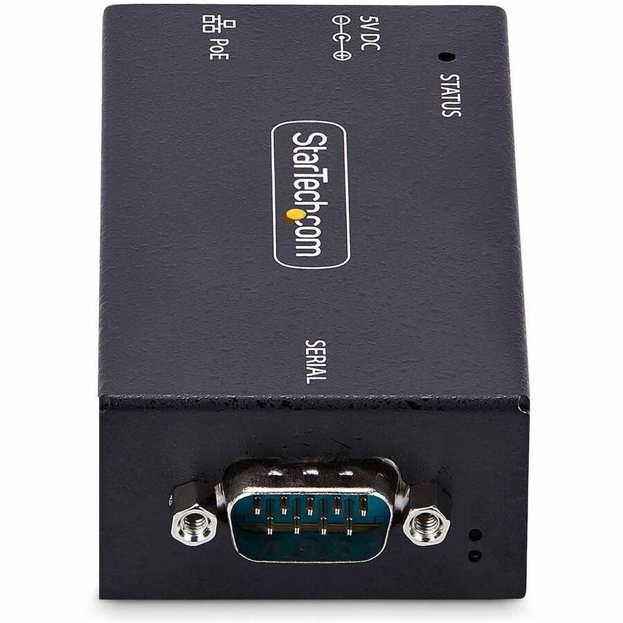 StarTech 1-Port Serial to Ethernet Adapter, 802.3af PoE Powered Serial Device Server, Wall/DIN Rail Mount, LAN To DB9 Converter, TAA