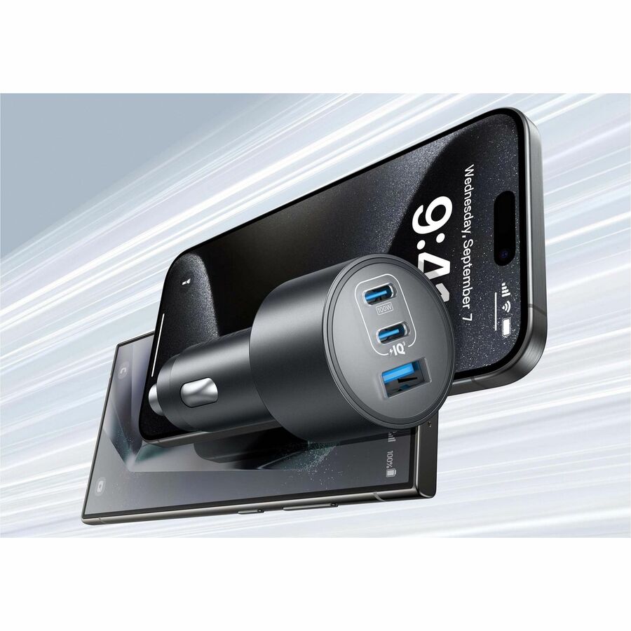 Anker Nano car charger with three ports and high-output 167.5W charging for vehicle use — alternate view 2