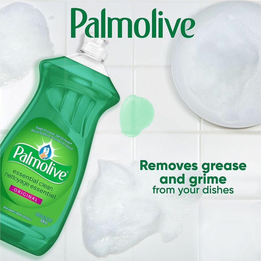 Palmolive EssentialClean Original DishSoap - For Dish - Liquid - 28 fl oz (0.9 quart) - Original Scent - Recommended For: Grease Remover, Food Remover, Grime Remover - Phosphate-free, Paraben-free - Green - 9 / Carton
