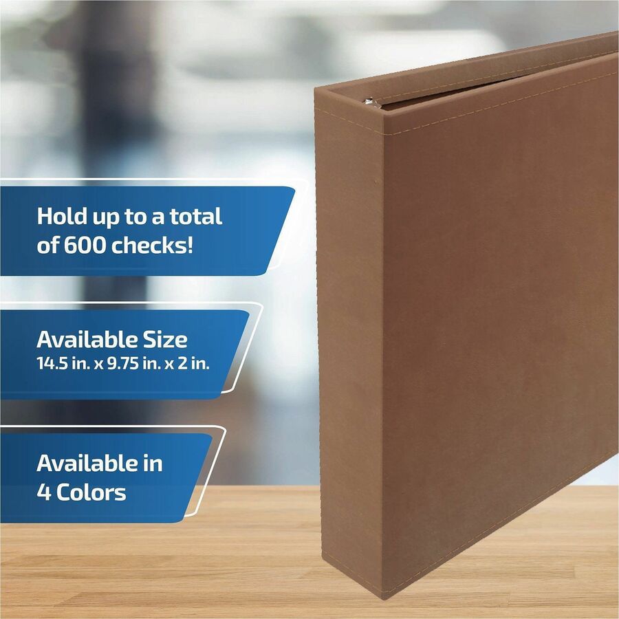 Davis Group Premium 3-Up Business Checkbook Binder - 200 Sheet Capacity - 7 Ring(s) - Pocket(s): Internal - Vinyl - Tan - Pocket - 1 Each
