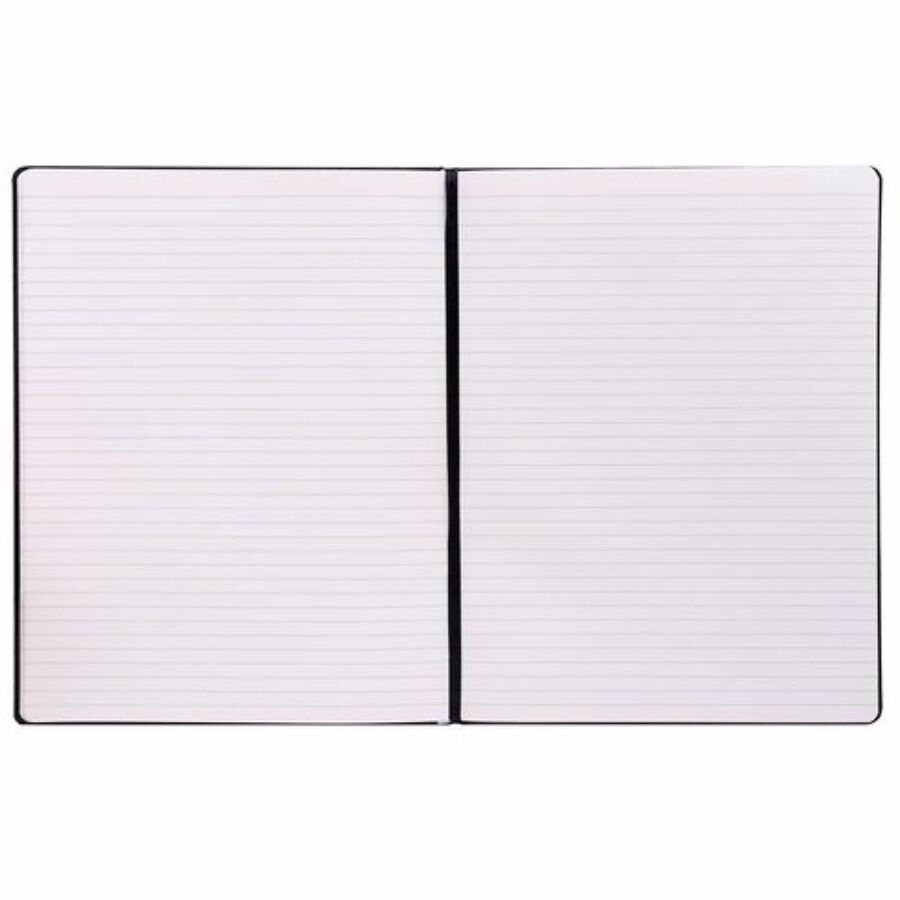 Pukka Pads Signature Notebook - 1 Subject(s) - 96 Sheets - 192 Pages - Casebound/Sewn - College Ruled Front Ruling - Ruled Margin - 80 g/m² Grammage - 5 7/64" x 8 1/5" Sheet Size - Cream Paper - Black Vegan Leather Cover - Soft Cover, Note Section, U