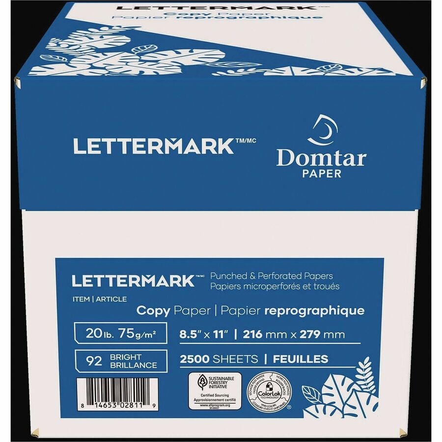 Lettermark Perforated Papers - 92 Brightness - Letter - 8 1/2" x 11" - 24 lb Basis Weight - Sustainable Forestry Initiative (SFI) - Micro Perforated, ColorLok Technology, Elemental Chlorine-free, Acid-free - White - 500 Sheets per Ream - 500 / Ream