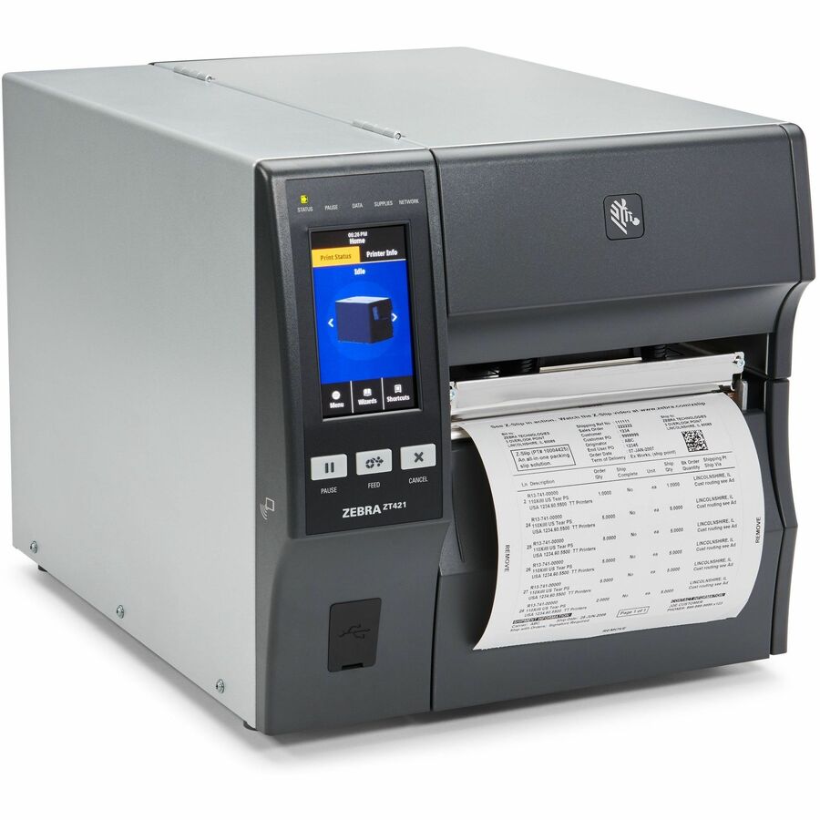 Zebra ZT421 Industrial Direct Thermal/Thermal Transfer Printer - Monochrome - Label Print - Ethernet - USB - Serial - Bluetooth 5.3 - Wireless LAN - Near Field Communication (NFC)