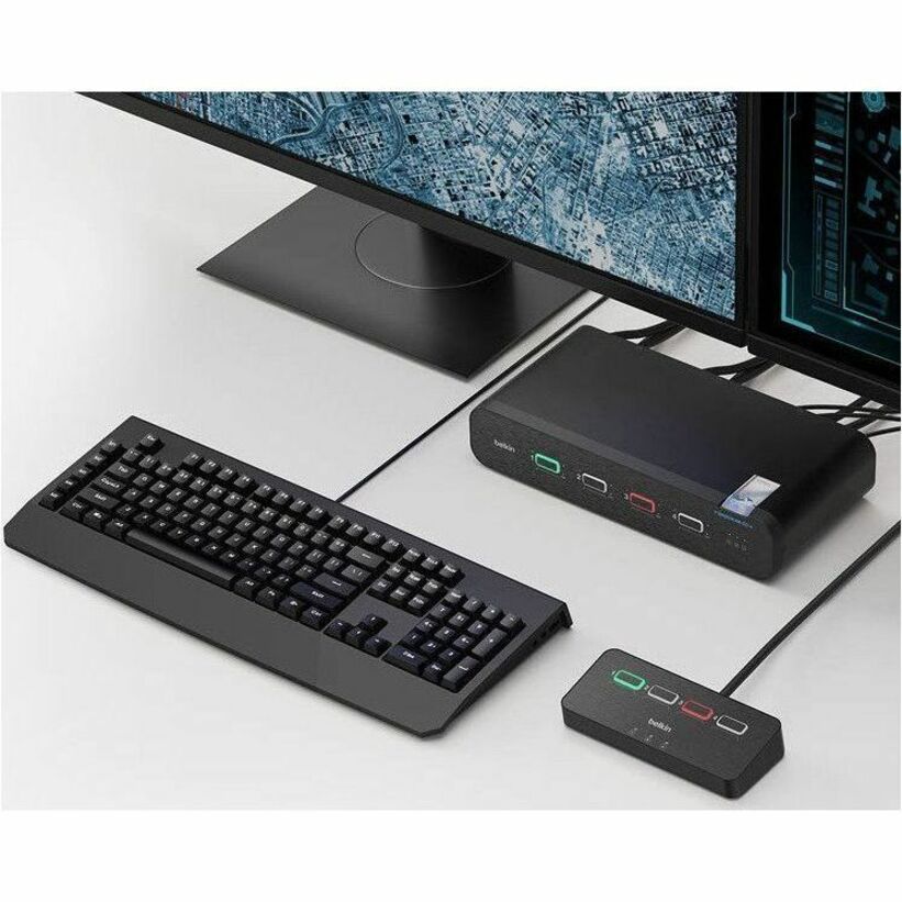 Belkin Universal DisplayPort Secure KVM, 4-Port Dual Head with CAC