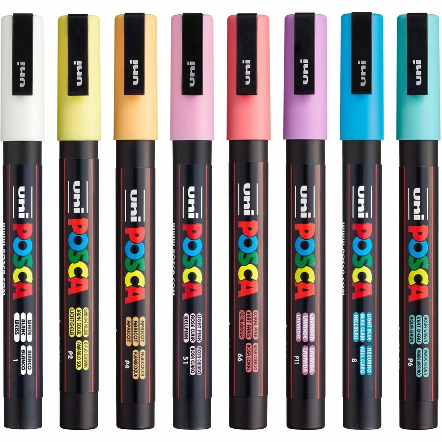 uni&reg; POSCA PC-3M, Soft Colors Water-Based Paint Markers (8 Pack)
