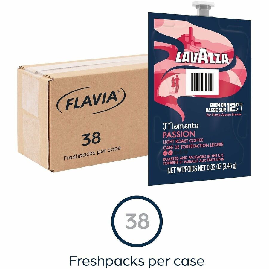 Flavia Freshpack Momento Series Freshpack Coffee - Compatible with Flavia Aroma - Light - Freshpack - Passion - 38 / Carton