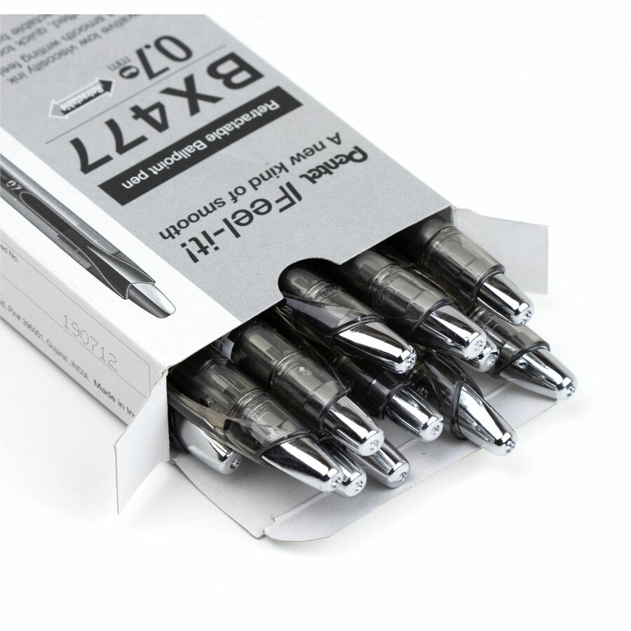 Pentel Feel-It! Retractable Ballpoint Pen, (0.7mm), Black Ink