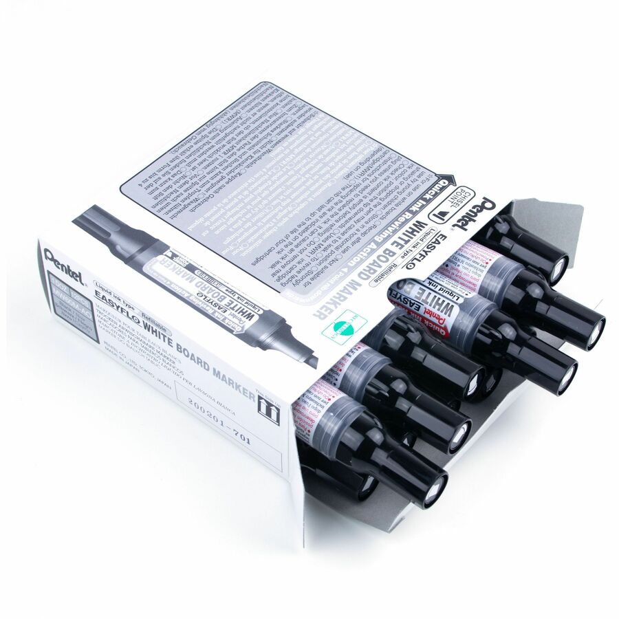 Pentel Easyflo White Board Marker, Chisel Tip (1.3/5.2mm), Black Ink