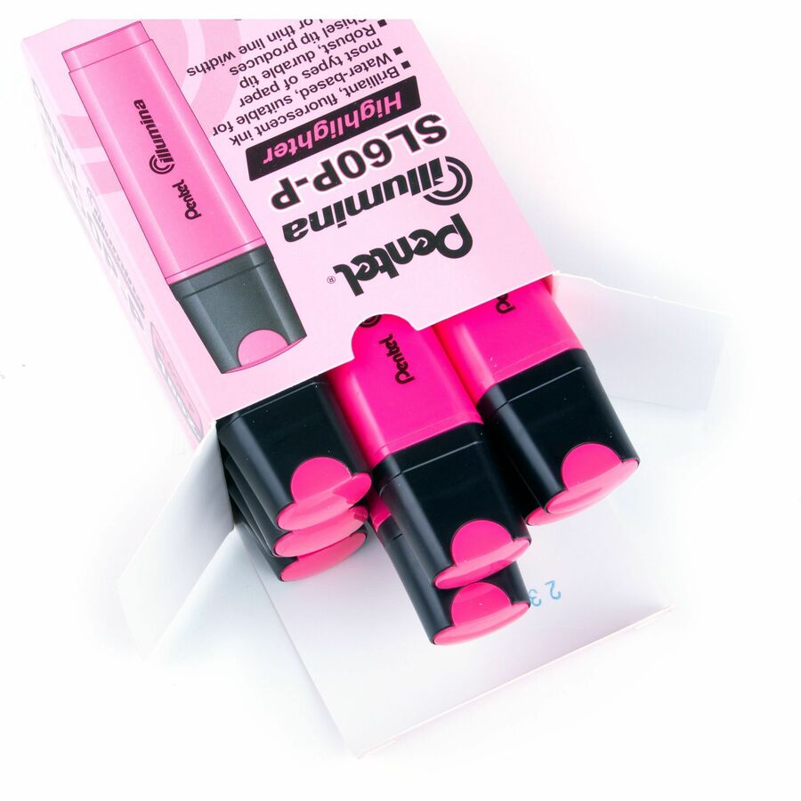 Pentel Illumina Liquid Highlighter, Chisel Tip, Pink Ink